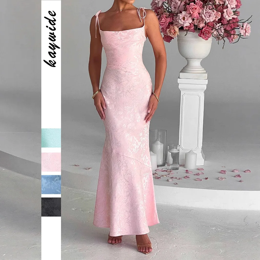 

Вечернее платье-футляр женское с завязками, на бретельках, из синтетического волокна, круглый вырез, весенняя коллекция