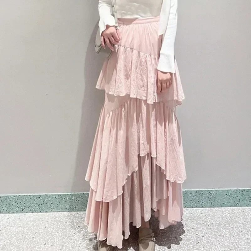 Autumn New Irregular Skirts Cascading Ruffle Women 2025 Faldas Sweet High Waist Skirt Japan Chic Ropa Mujer A-line Falda