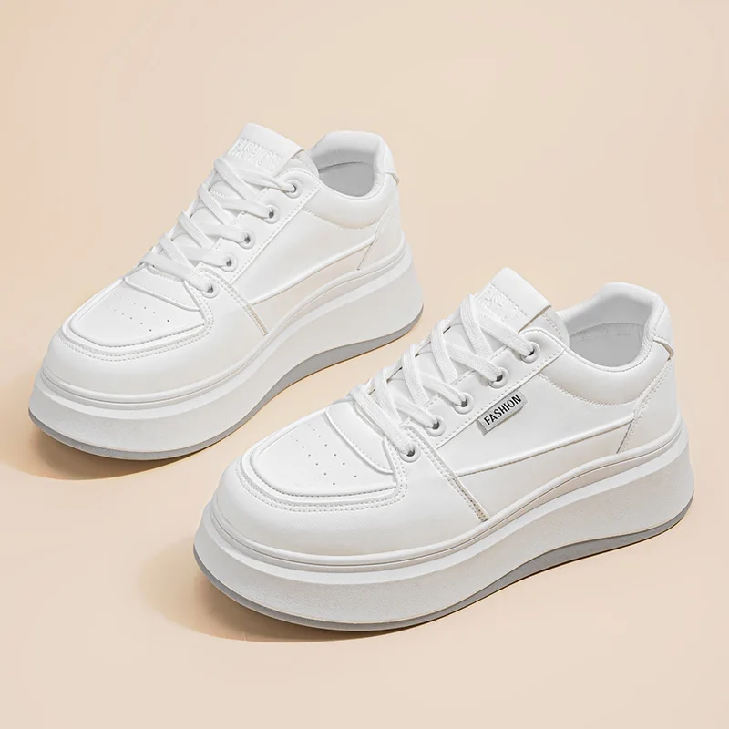 

Women's Sneakers Fashion White Leather Casual Shoes Comfortable Platform Vulcanized Shoes for Women Autumn Breathable Sport Shoe