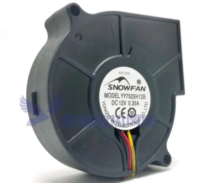 SNOWFAN YY7525H12B ventilador de refrigeración de servidor de 3 cables, DC 12V, 0.35A, 75x75x30mm