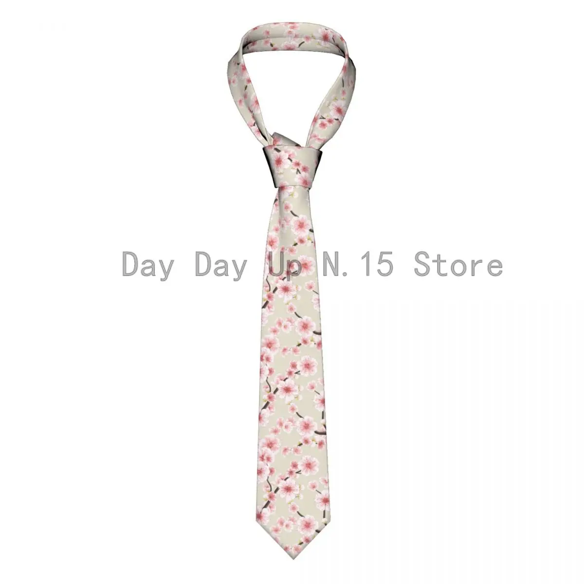 Mens Tie Slim Skinny Spring Pink Sakura Blossom Japanese Cherry Symbolic Necktie Fashion Necktie Free Men Tie Party Wedding