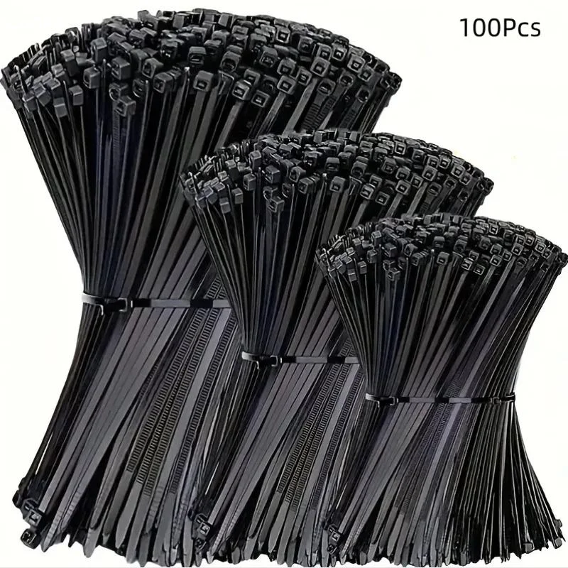 100Pcs Self-locking Cord Ties Straps Nylon Zip Ties Adjustable Cables Fastening Loop Home Office Wire Zip TiesLivable Decoratio