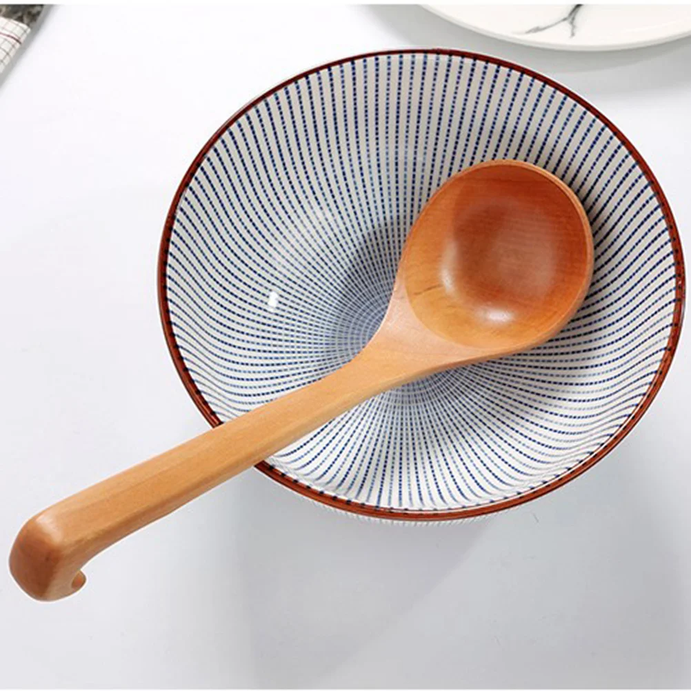 

Wooden Long Handle Heat Resistant Cooking Spoon Natural Eco Friendly Smooth Round Edges Easy Clean Mixing Ladle Kitchen Hot Pot