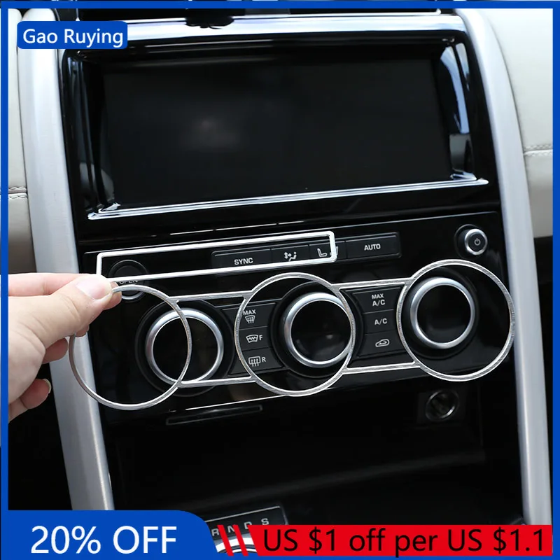 

For Land Rover Discovery 5 L462 2017-2020 Silver Car Central Air Conditioning Volume Knob Ring Stickers Interior Car Accessories