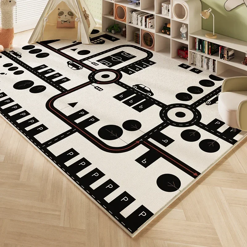 VIKAMA Cartoon Crystal Velvet Carpet for Living Room Sofa Cushion, Large Area for Children's Bedroom Side Rug, Home Decoration
