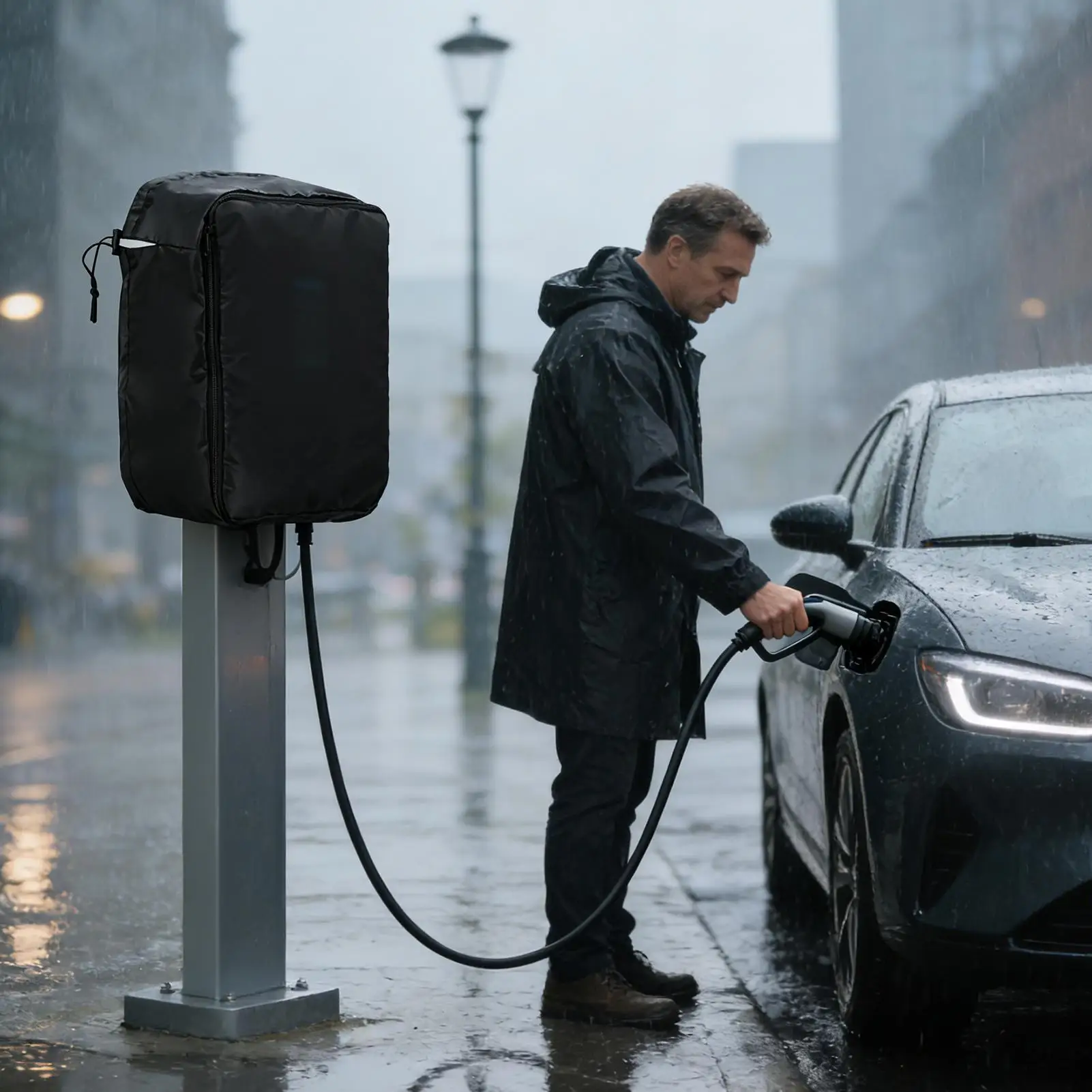 EV Charger Cover With Zipper Electric Vehicle Charging Station Protective Cover Wall-mounted Charging Pile rainproof cover
