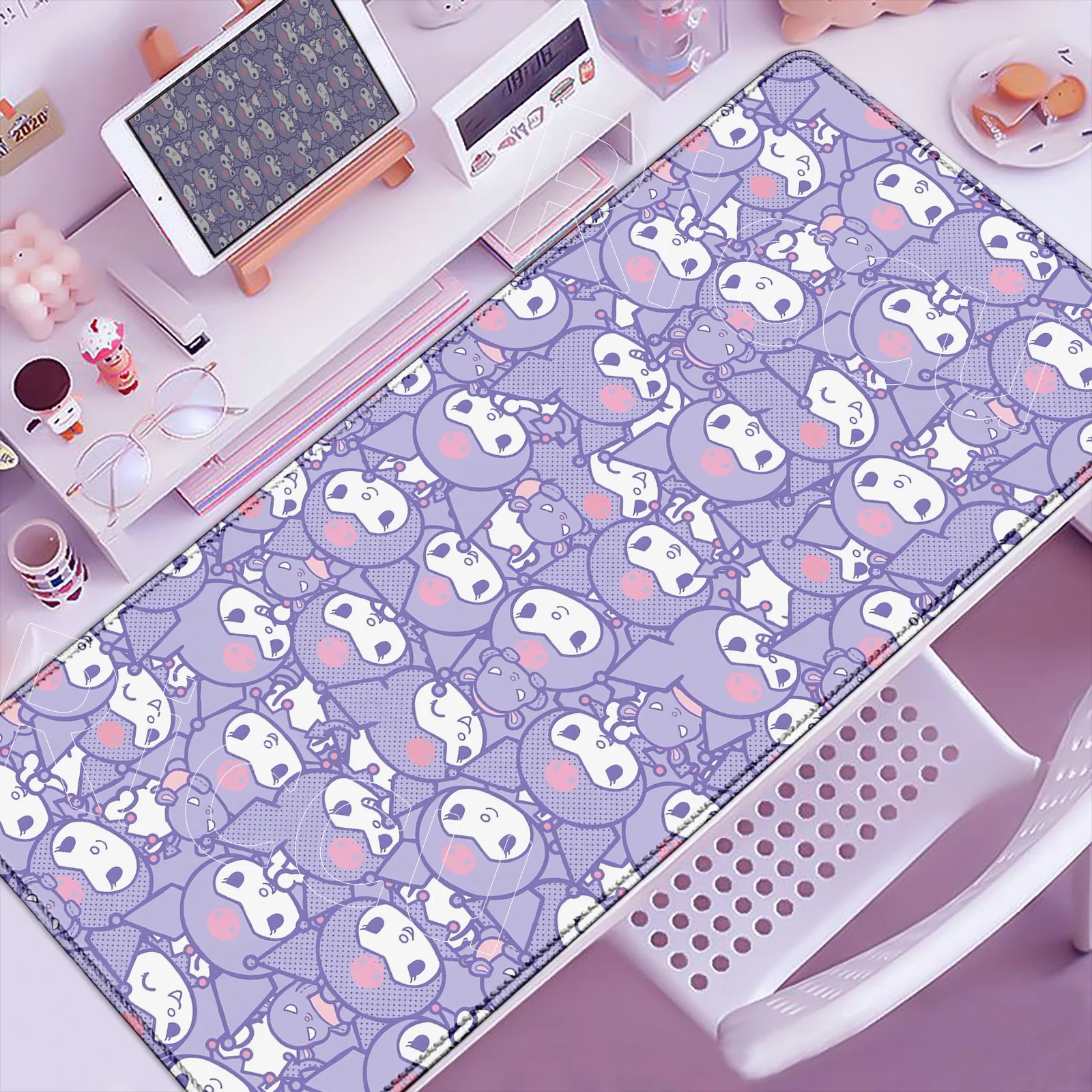 

Pretty Anime Kawaii Hello Kitty Kuromi Mousepad HD Print Computer Game Lock Edge Non-slip Mouse Pad 90x40cm Keyboard PC Desk Pad