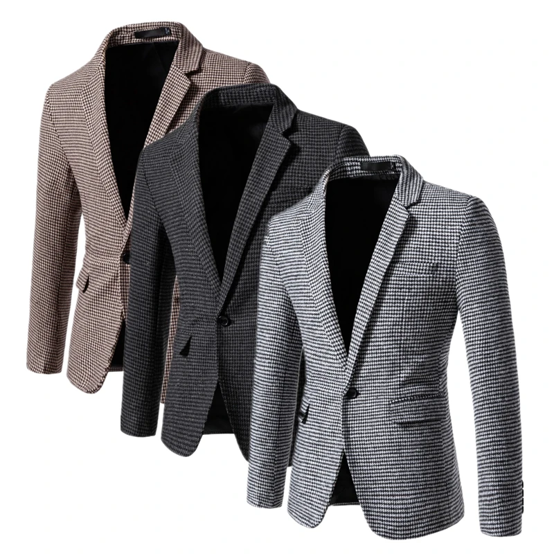 

Осенний мужской пиджак, облегающий повседневный пиджак, стильный и красивый