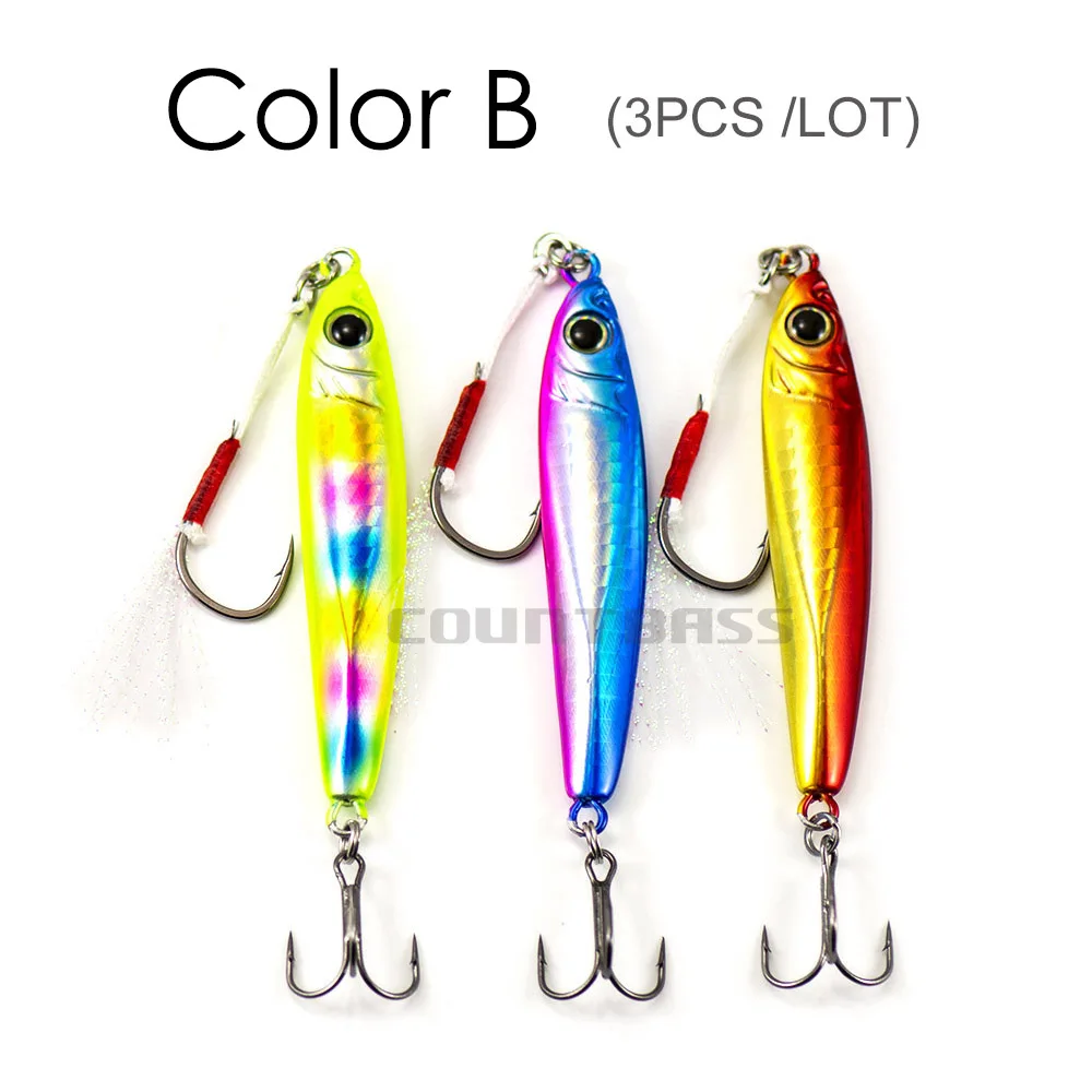 COUNTBASS 3PCS 15G 25G 35G 45G 65G Sniper Metallguss Pesca Jigging Köder UV Farbe, Angelvorrichtungen mit Hilfshaken – Detail 17
