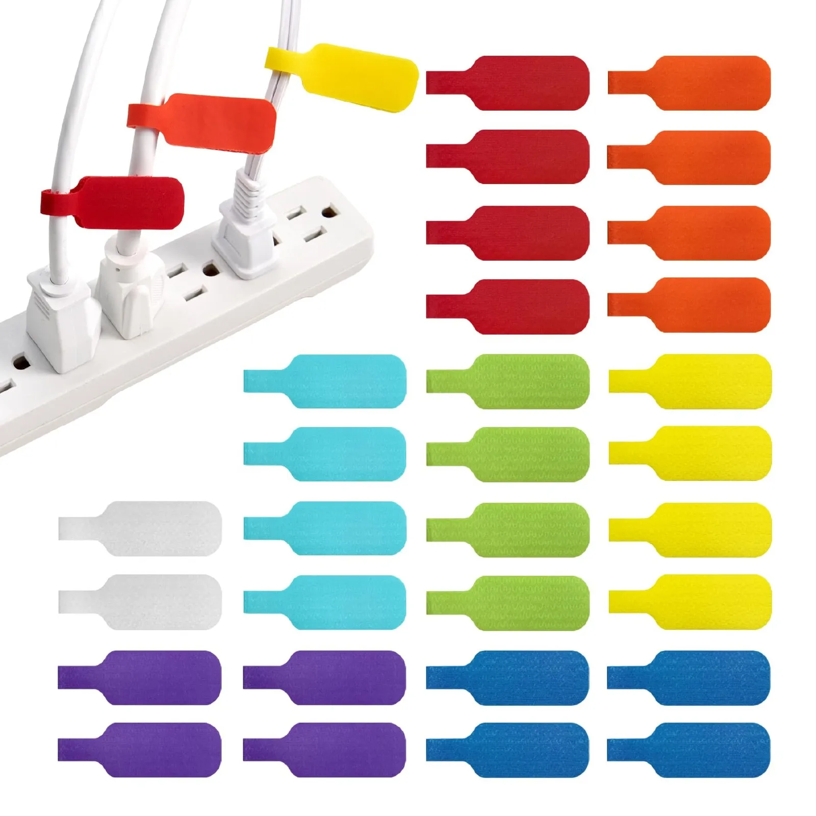 36 pieces per pack Online write-on label velcro, writable colored nylon identification labels, colored cable labels, multi-color