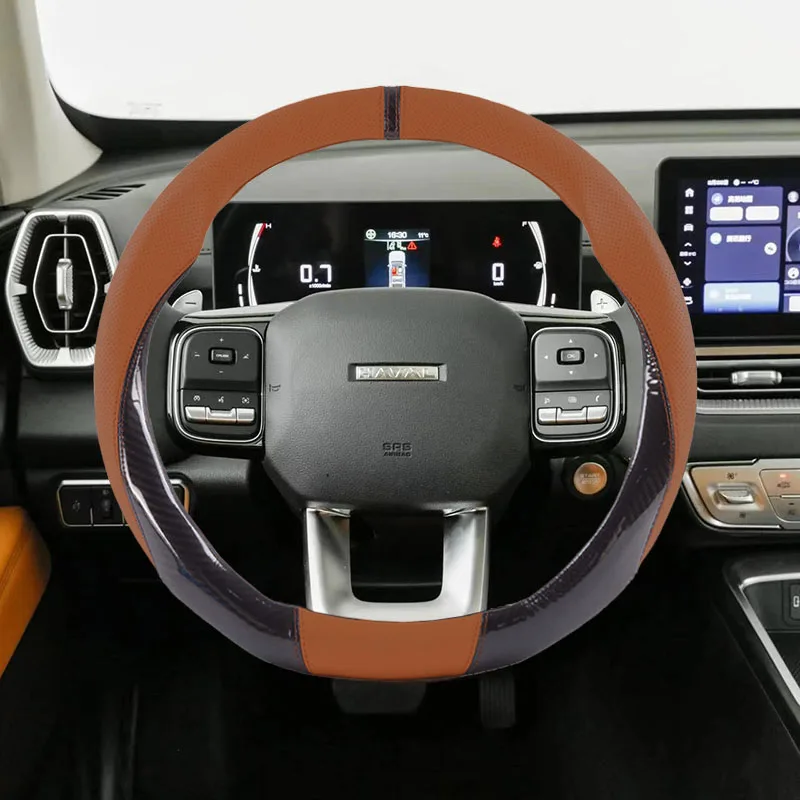 Leather Car Steering Wheel Cover For Haval H6 H7 H9 H4 Hover H2S F5 F7 F7X F7H Dargo Jolion Jolyon Car Interiors Accessories