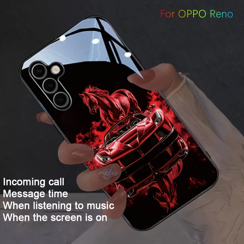 

Shockproof Cartoon LED Case For Oppo Reno 14 12 11 F 10 5G 5 6 7 8 Lite Pro Plus Cover 8T 4G Flash Luminous Case Glass Dustproof