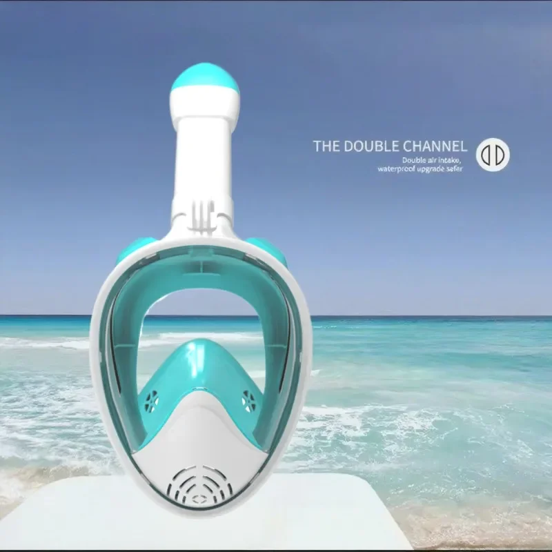 Full Face Snorkel Mask Snorkeling Gear with Detachable Camera Mount Panoramic 180° View Anti-Fog Anti-Leak