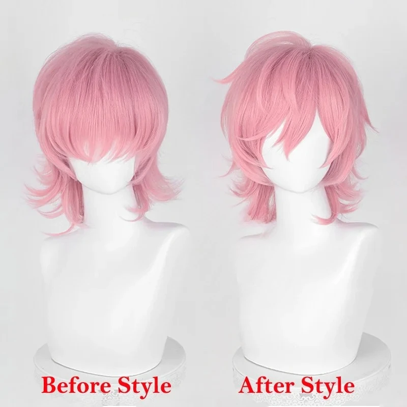 Anime Demi-Human Yuri Character Cosplay Wig - Short Pink Curls Heat-Resistant Synthetic Fiber Party Performance Wig - view 2