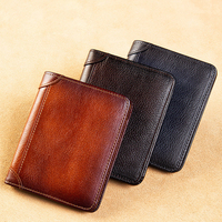 Without Logo Wallet Genuine Leather RFID Blocking Anti-theft Men's Wallet Cowhide ID Credit Card Holder Case Man Pocket Purse