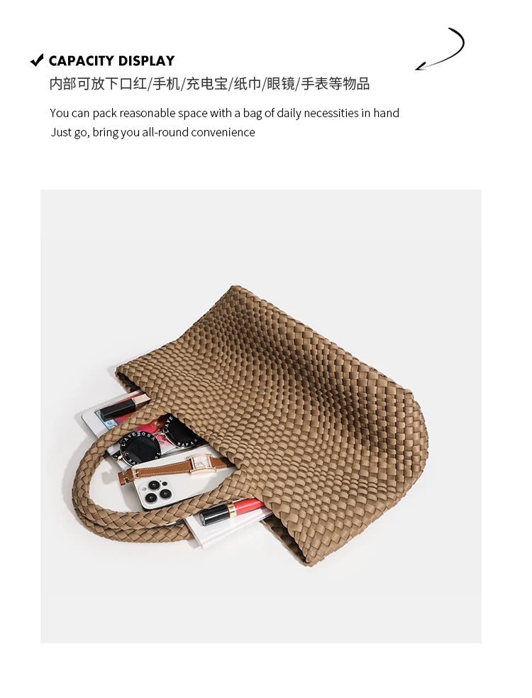 Hochwertige Handgewebte Nylon-Schultertasche mit Großer Kapazität für Damen, Hochwertiges Design, Luxuriöse Verarbeitung, Modische Damenhandtasche – Detail 8