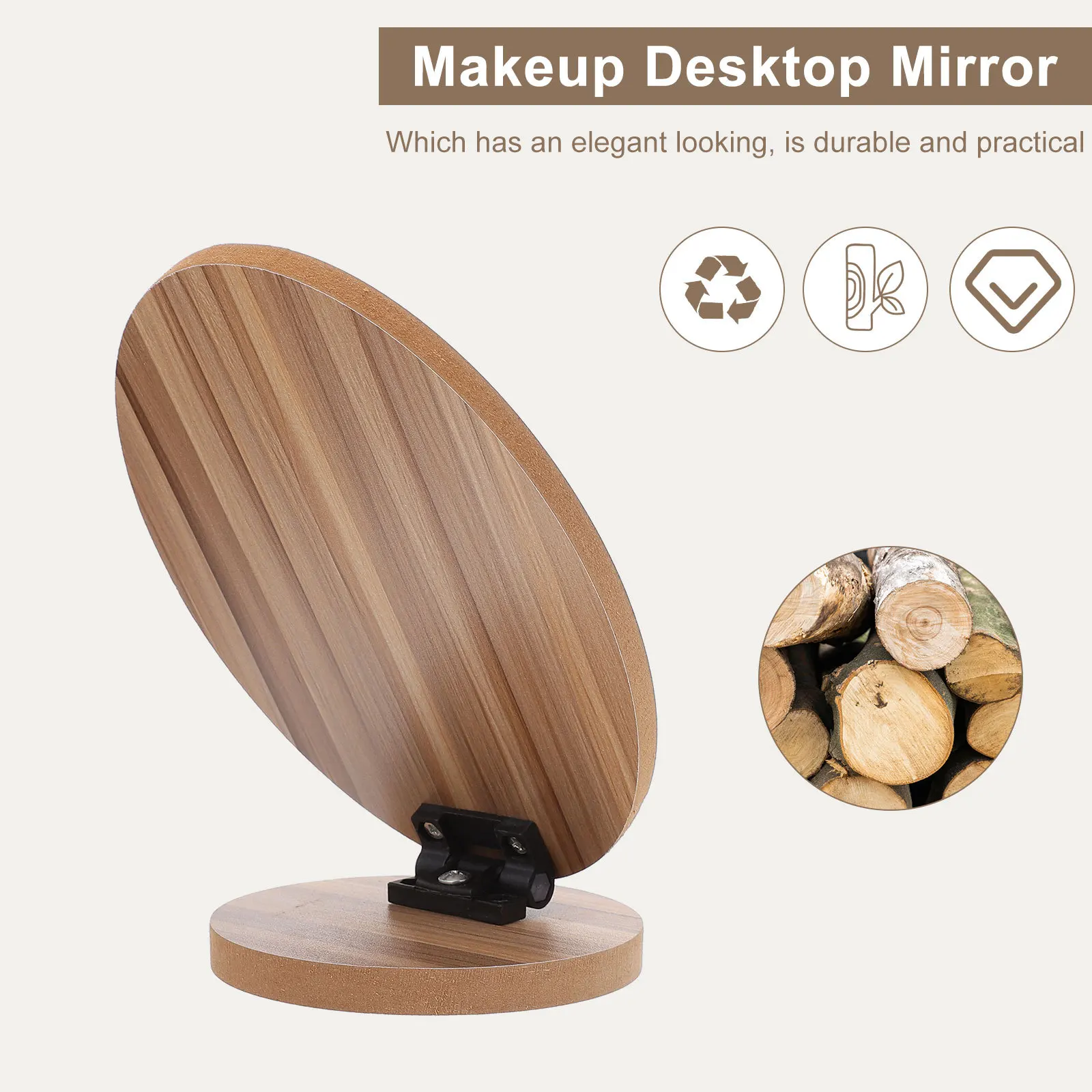 1 stuks houten make-upspiegel desktop draagbare high-definition helder oppervlak stabiele basis elegante stijl cadeau voor familievrienden