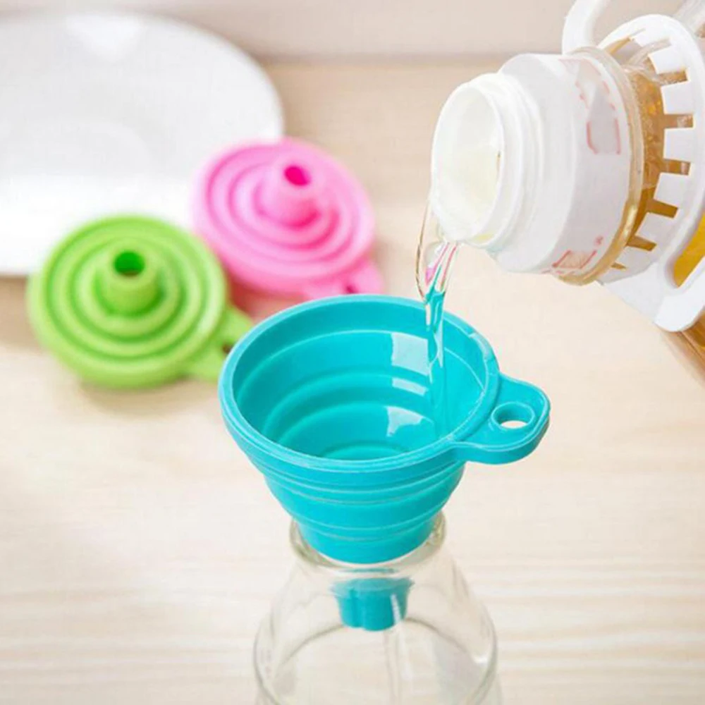 1/3PCS Foldable Retractable Silicone Funnel Mini Household Plastic Funnel Pouring Oil Kettle Suitable for Home School Laboratory