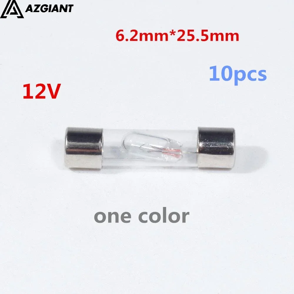 10 pçs/lote 6*34mm 6.2*25.5mm lâmpada para circuito de carro testador dc 6v 12v 24v tensão auto veículo medidor teste luz caneta medição