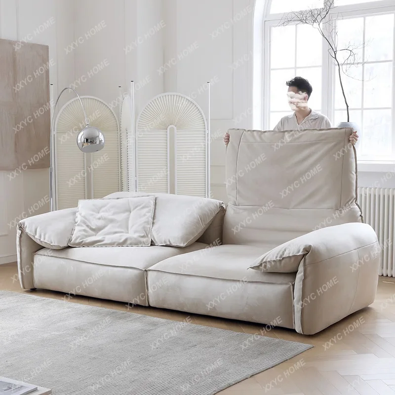 Lear sofa Cream style retro matte fabric sofa Simple straight row