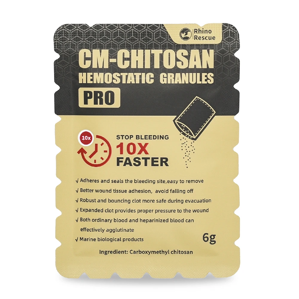 RHINO RESCUE 6g Chitosan Hemostatic Granul | Fast Clotting & Portable for Emergency, Wound Care, Outdoor &  | No-Residue First A