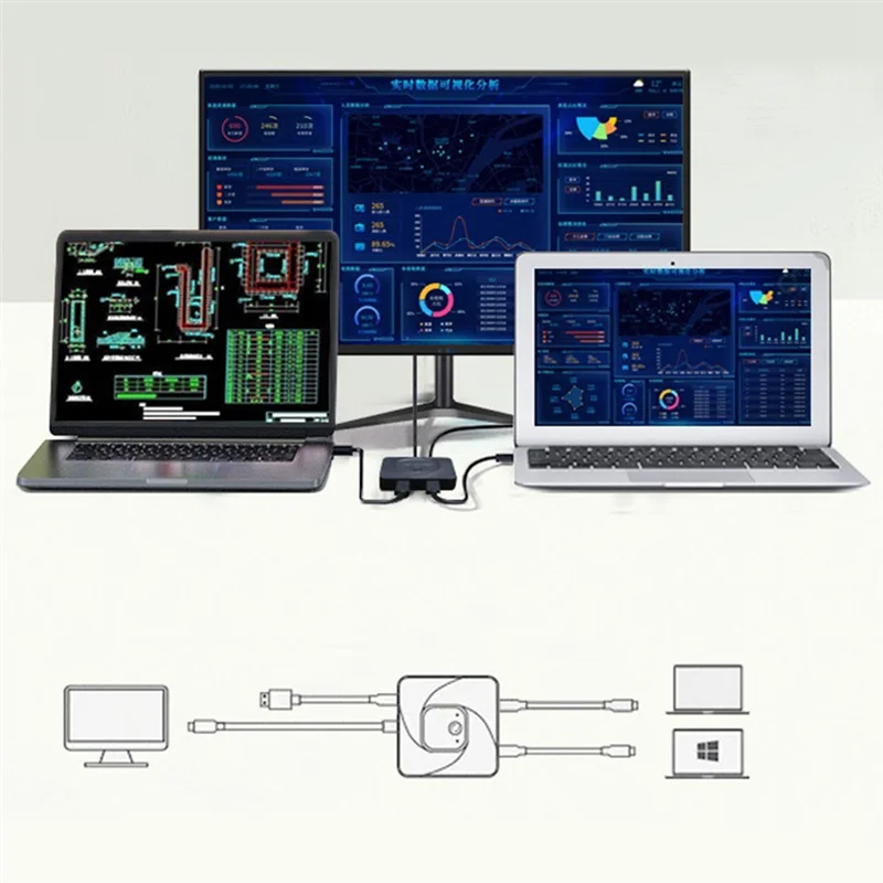 USB-C Switch Distributor Two Into One Out Converter Type-C 2 Into 1 Out 8K Portable Two-Way Inter-Convertible Switcher