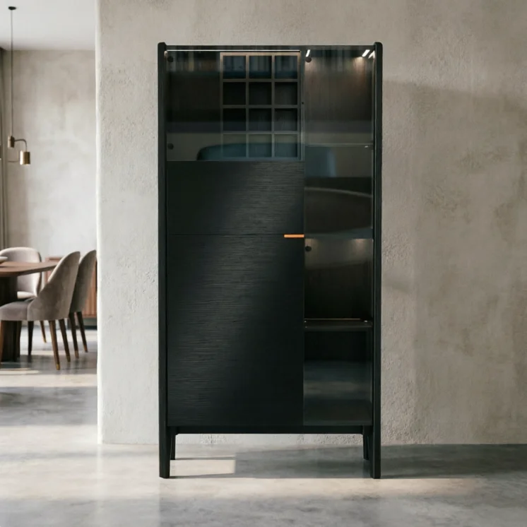 Wine Cabinet Glass Oak Modern Restaurant Furniture Hotel Lobby Villa