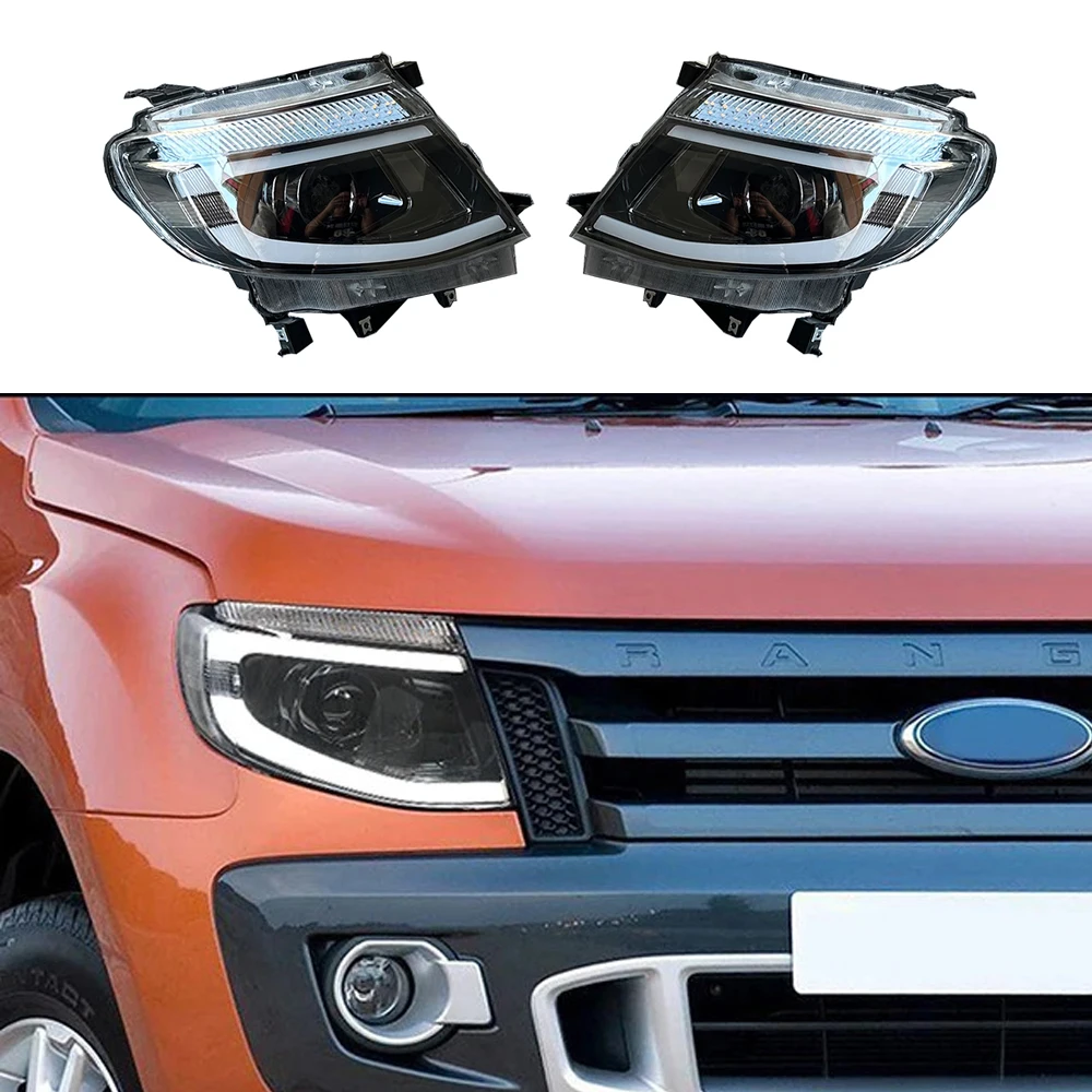 Car LED Lights Upgrade DRL Dynamic Headlight For Ford Ranger T6 2012 2013 2024 Pickup 4x4 Headlamp Front Head Light Assembly