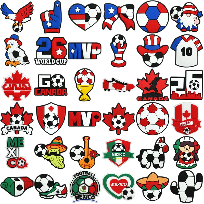 

Новинка, 12-36 шт., обувь для футбольного мира, подвески, аксессуары для обуви из ПВХ для любителей игр, сандалии с украшением, пряжка, подарки для детей и друзей