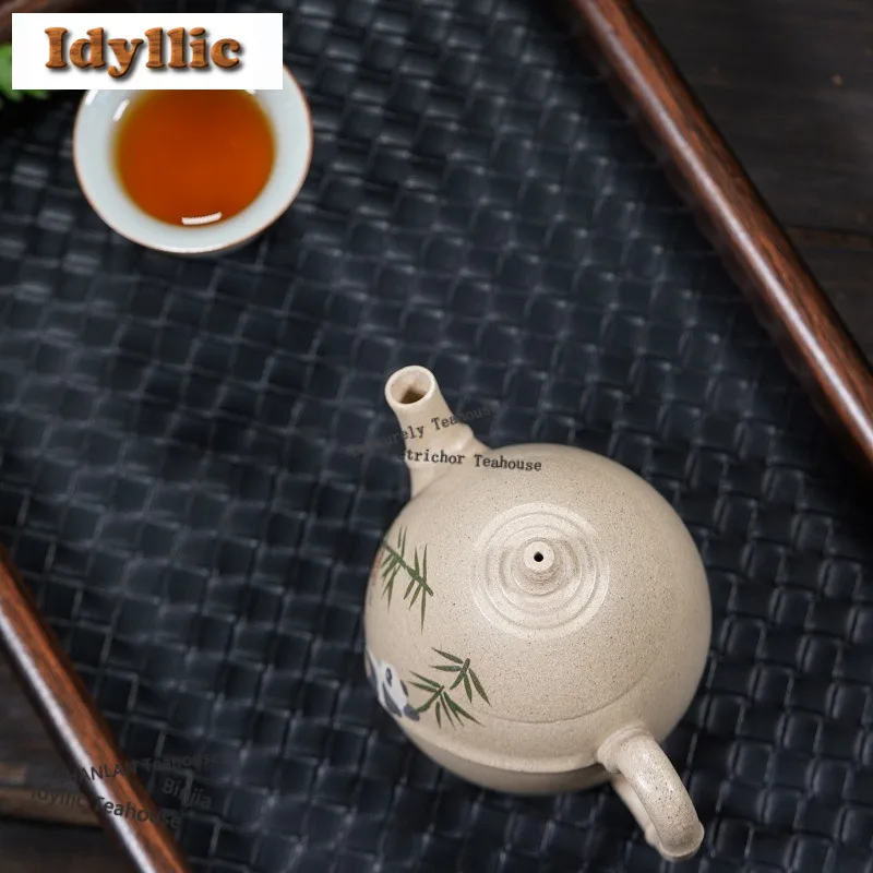 200ml Creative Yixing Purple Clay Teapots Handmade Panda Dragon Egg Pot Raw Ore White Section Mud Kettle Zisha Tea Set Ornaments