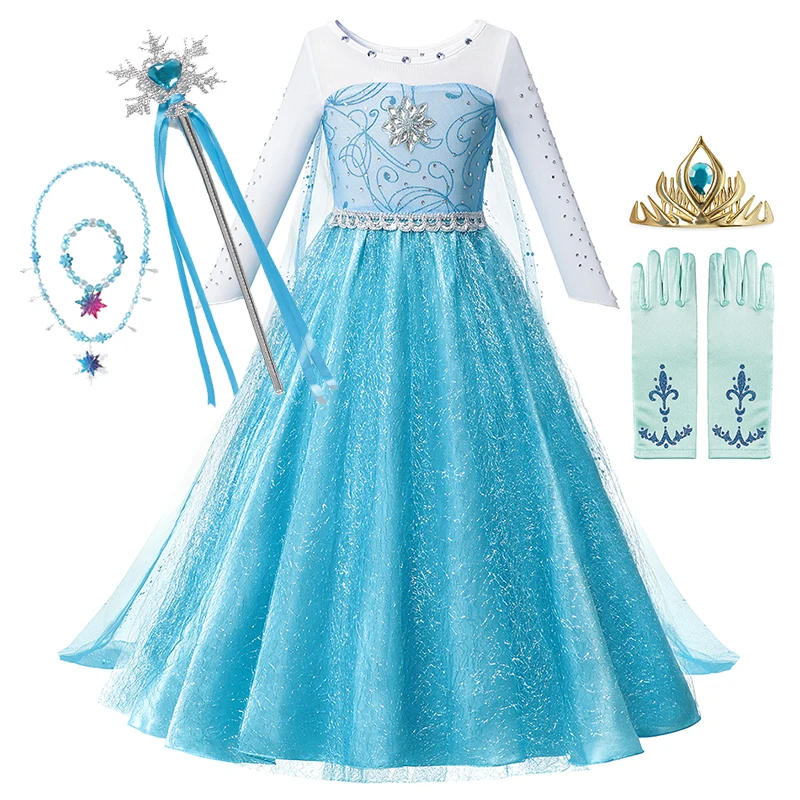 2024 Girls Elegant Dress Cosplay Costumes For Girls Kids Cosplay Anna Elsa Princess Children Gowns Clothing Disney Party Dresses