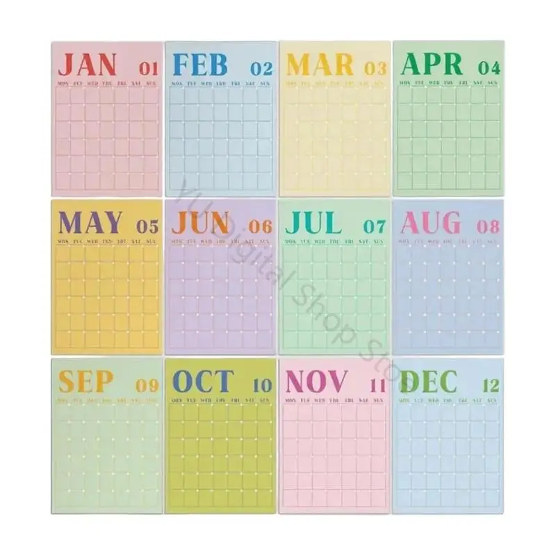 96BA Monats-Wandplaner-Set mit großen Schreibblöcken, 12-Monats-Studentenkalender für Unterrichtspläne und Wohnheim-Studienwände – Detail 2