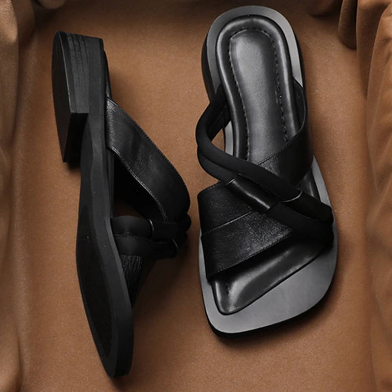 Summer Flats Sandals Women Shoes Thick Slippers 2023 New Fashion Beach Flip Flops Causal Ladies Shoes Low Heels Slides Zapatos