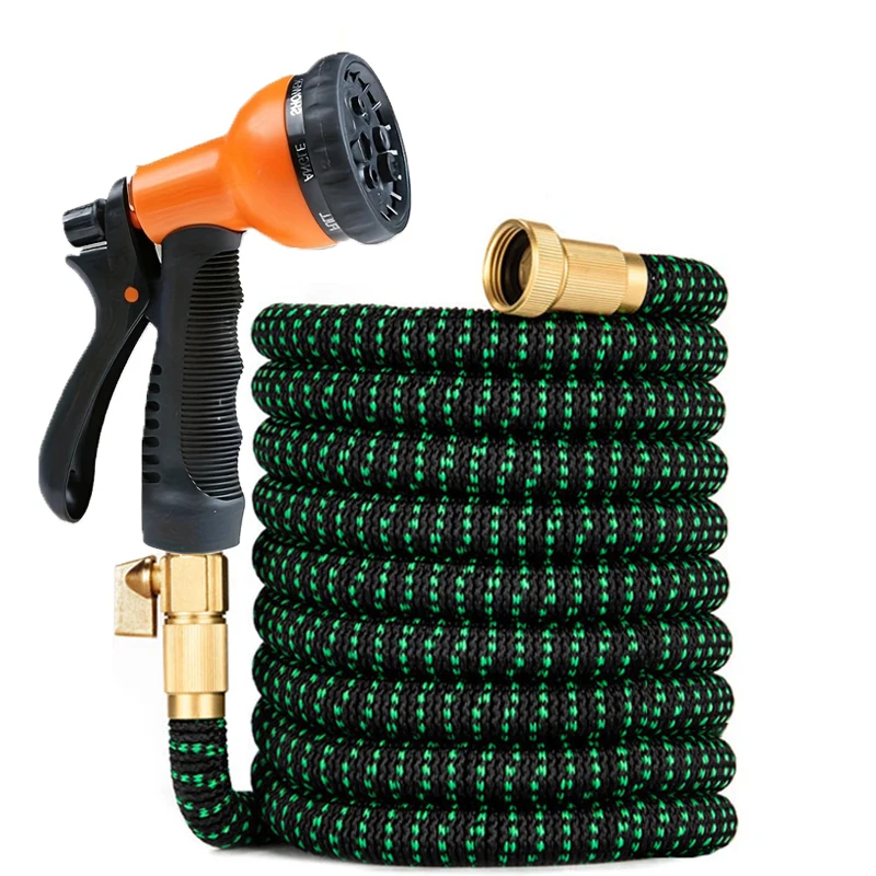 

Rubber material stretchable garden hose, high-pressure multifunctional water gun, lightweight, twist free, leak proof design,