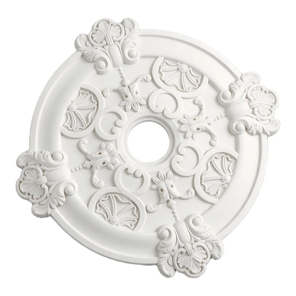 Decorative PU ceiling light base round design for ceiling fans providing a secure and visually appealing lighting fixture cover