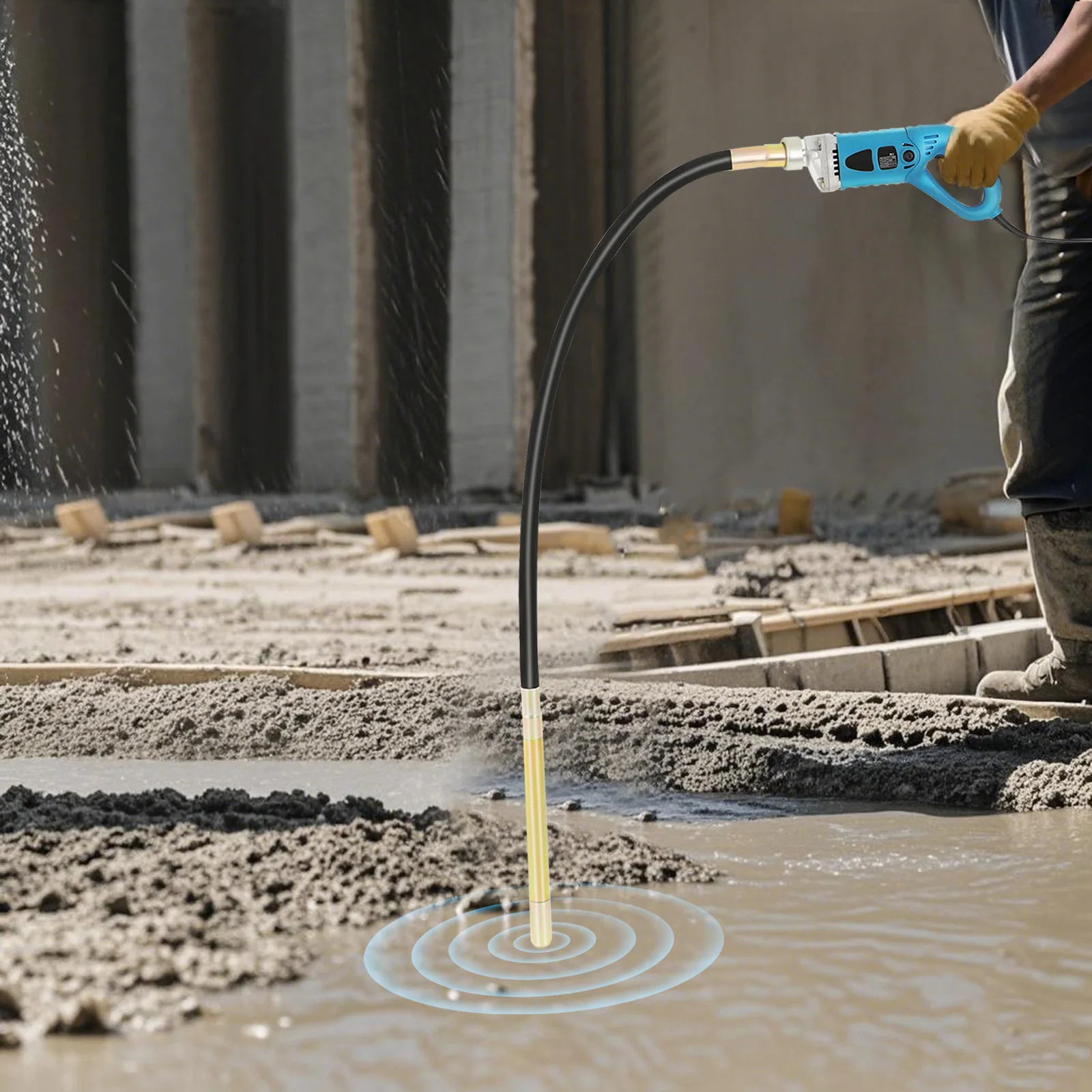 Vibrateurs à béton électriques de 1,5 m, vibrateur à béton résistant à l'usure pour la construction