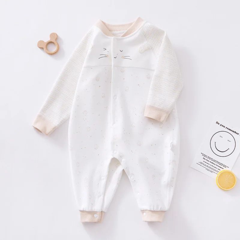 Granular Bear Baby Bodysuit Baby Clothes Long Sleeve Boneless Hidden Button Newborn Climbing Clothes Spring and Autumn