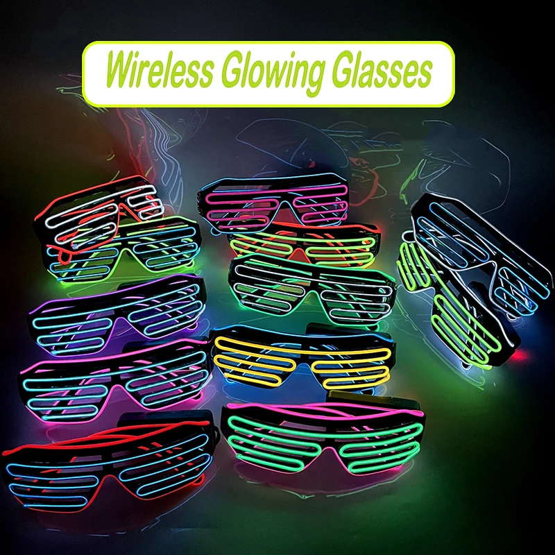 LED Glowing Glasses Sound Control Luminous Wireless Blinds Glasses Neon Funny Wacky Halloween Prom Bar Atmosphere Cosplay Props