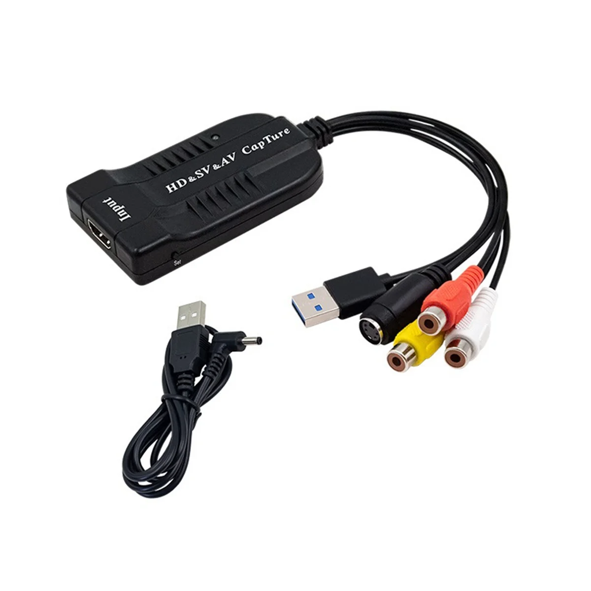 USB Video Capture Card VHS/HD/Hi8/DVD to Digital Converter HD/RCA/S-Video to USB2.0 Audio Video Record Capture Device_A02I