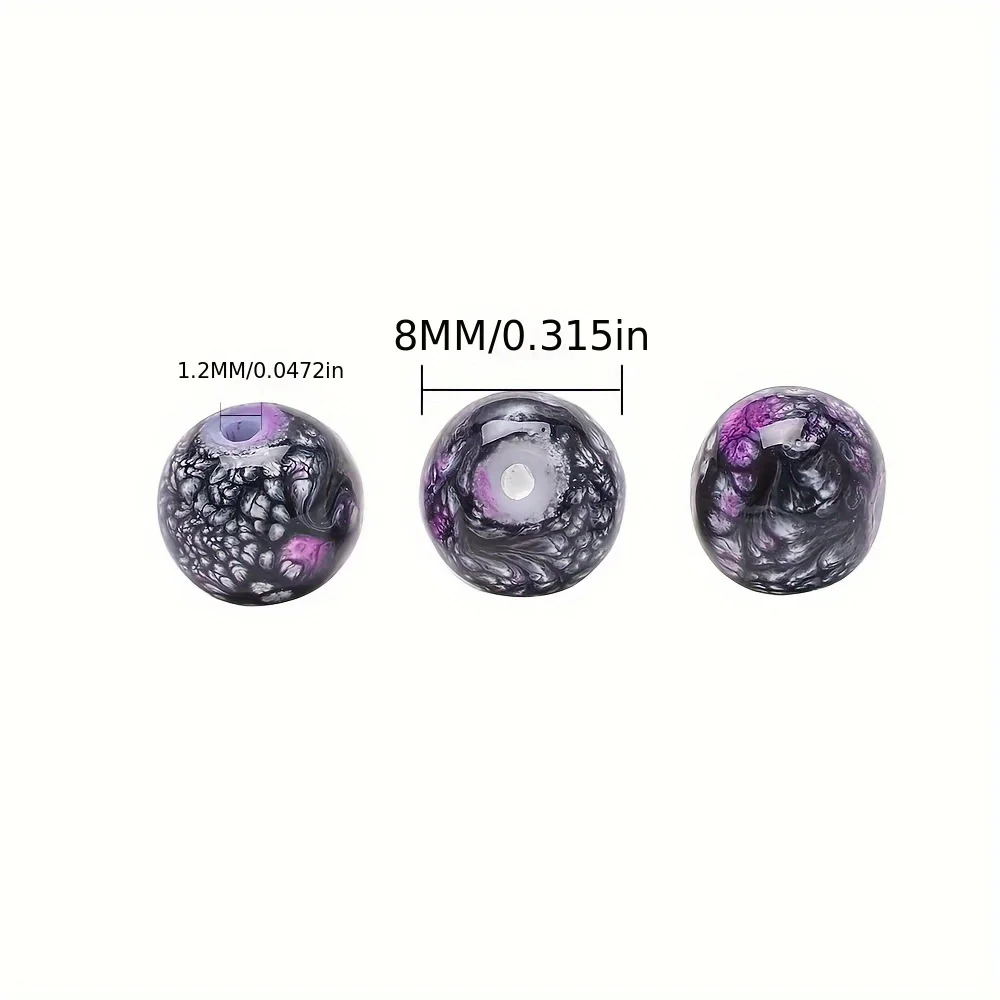 400Pcs/Box Starry Night 8MM Garment Making Kit Crystal Glass Round Pattern Bead Natural Stone For DIY Bracelet Necklaces Jewelry