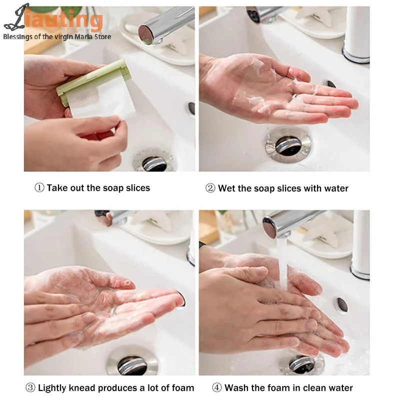 120 cm lengte wegwerp zeeppapier voor reizen wassen hand mini-papier zeep geurende plakvel bad schoonmaakproducten