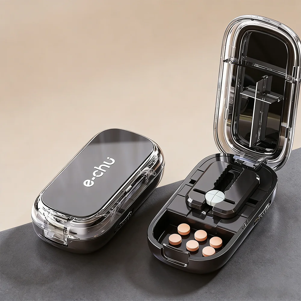 

Pill Cutter 2-Pack - Portable Tablet Splitter with 2 Colors, Easy to Use Pill Splitter for Daily Medication, Travel Size Pill