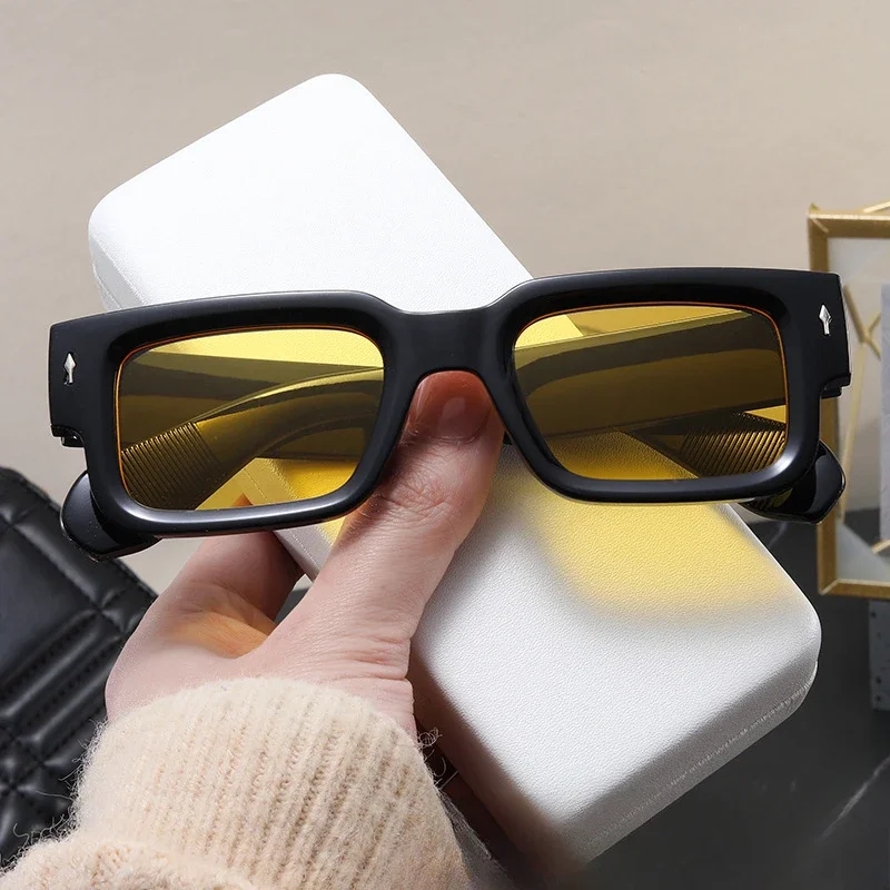 Retro Men Square Sunglasses for Women Vintage Luxury Rivet Designer Sun Glasses Fashion Arrow Shades UV400 Eyeglasses image 5