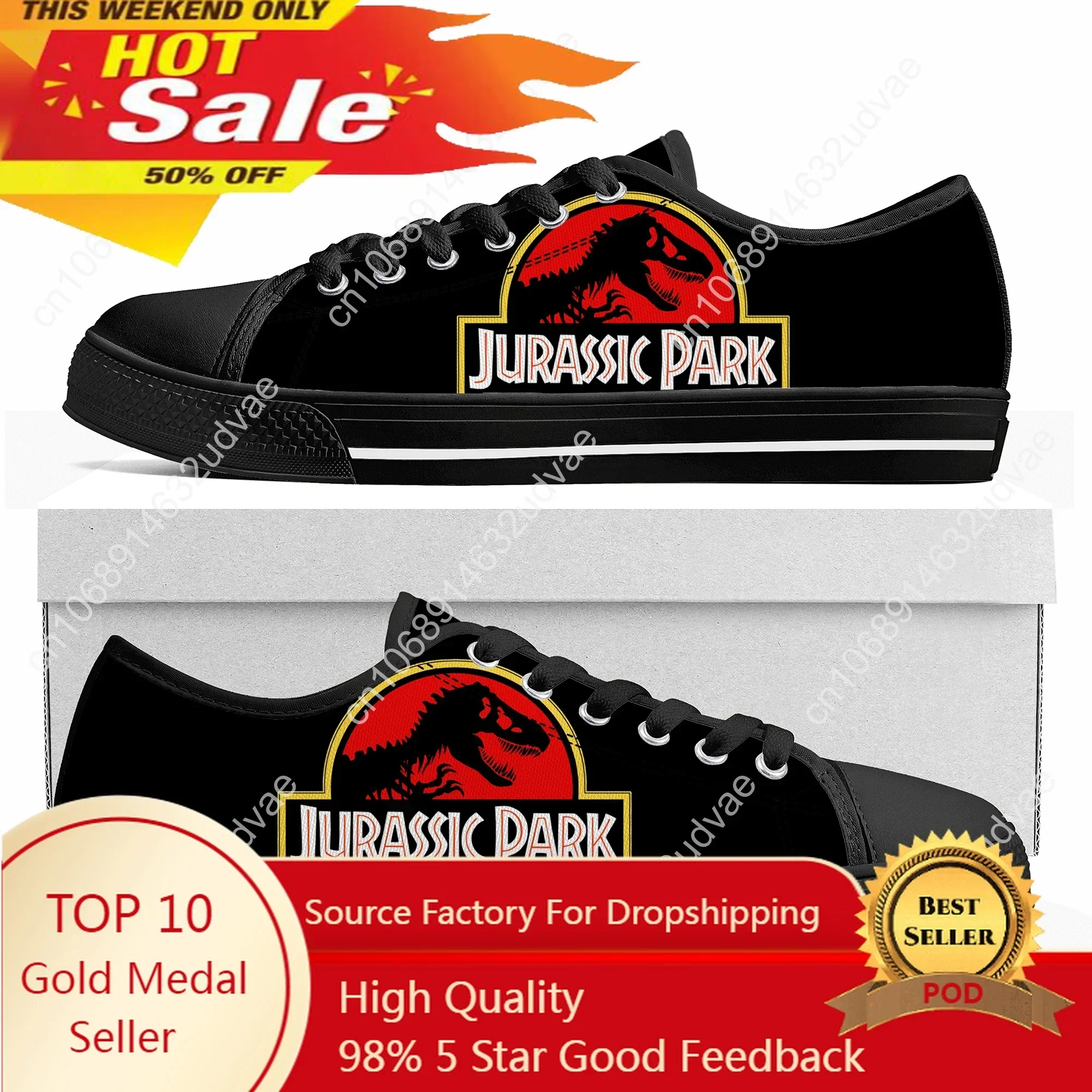 

Dinosaur World Jurassic Park Low Top Sneakers Mens Womens High Quality Canvas Sneaker Couple Shoes Custom Shoe