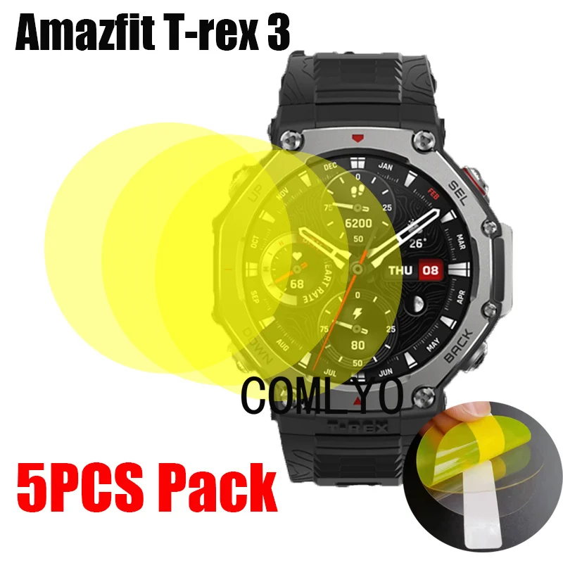 5Pcs Soft Film For Amazfit T-REX 3 Screen Protector Smart watch TPU Hydrogel Unthin HD Anti-Scratch Films