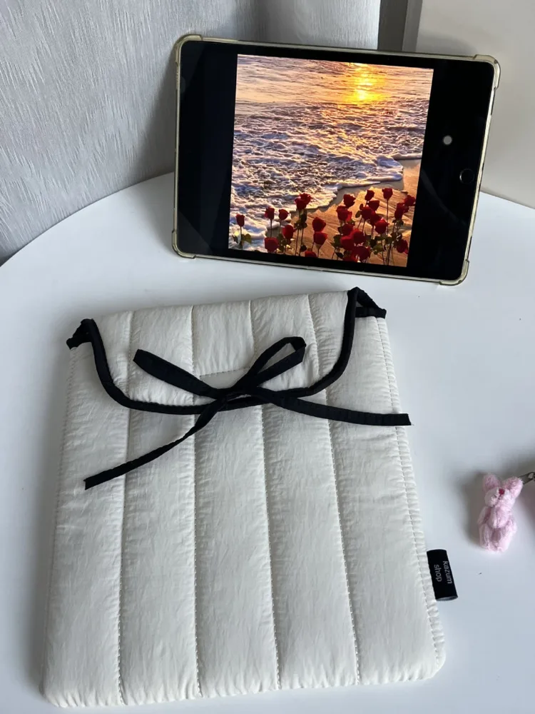 Boog Knoop Computertas Zwart Roze Boog Tabletten Computer Opslag Handtas Vrouwen Koreaanse Zoete Ballet Cosmetische Opbergtas