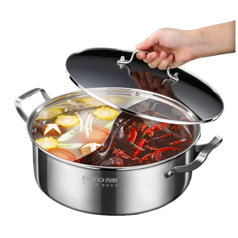 

*Yuanyang Pot 304 Stainless Steel Induction Cooker Special Shabu Thickened Household Yuanyang Hot Pot Hot Pot