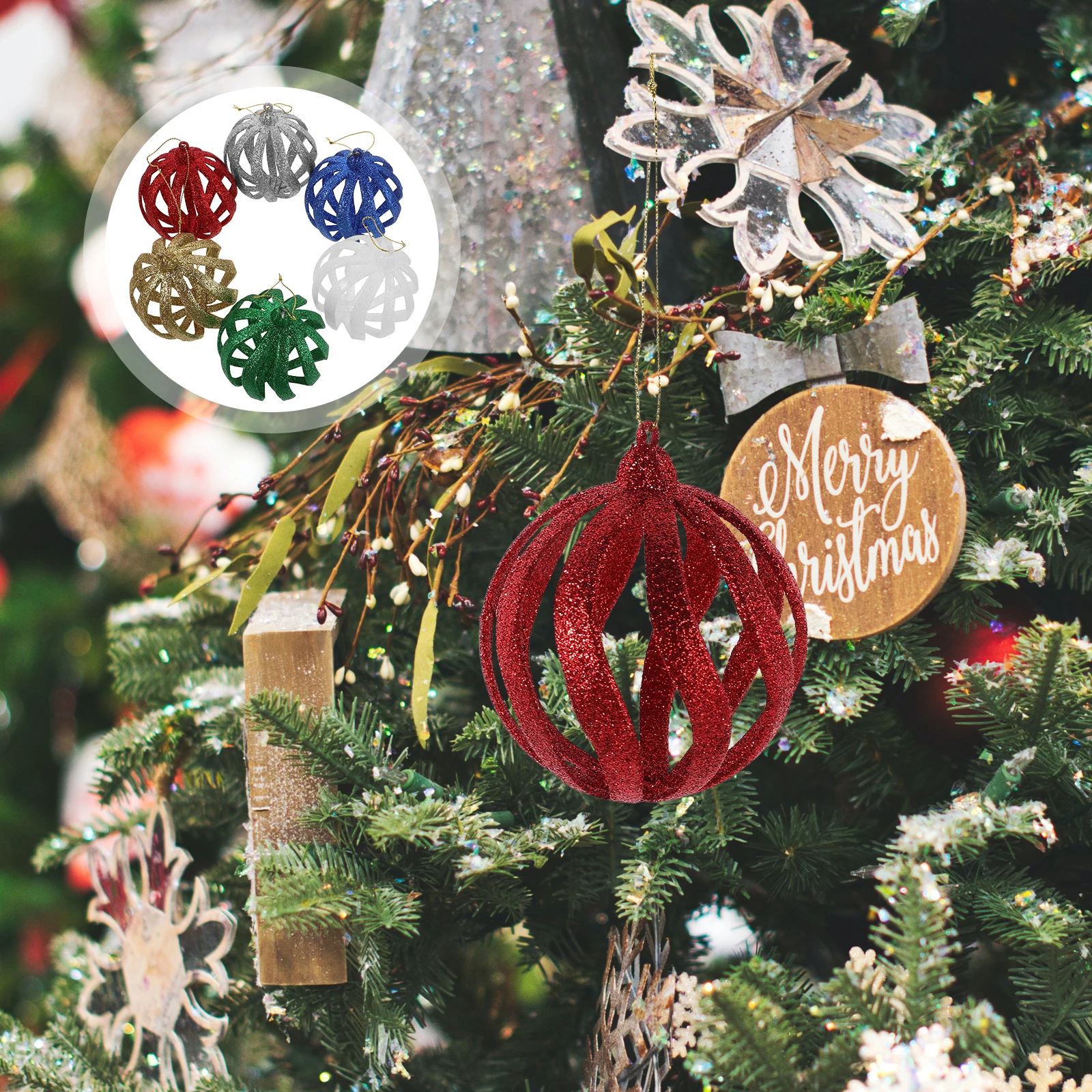 

6 Pcs Christmas Decoration Ball Holiday Ornaments Decorations Hanging Baubles Plastic Tree