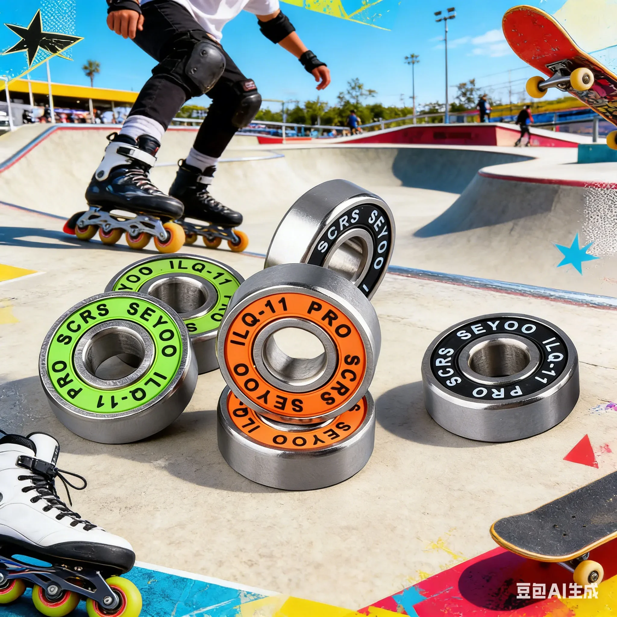 8pcs Roller Skate Bearings 608RS ILQ-11 ABEC-9 Chromium Bearing Steel Miniature Ball Bearings Leisure-Scooter Accessories