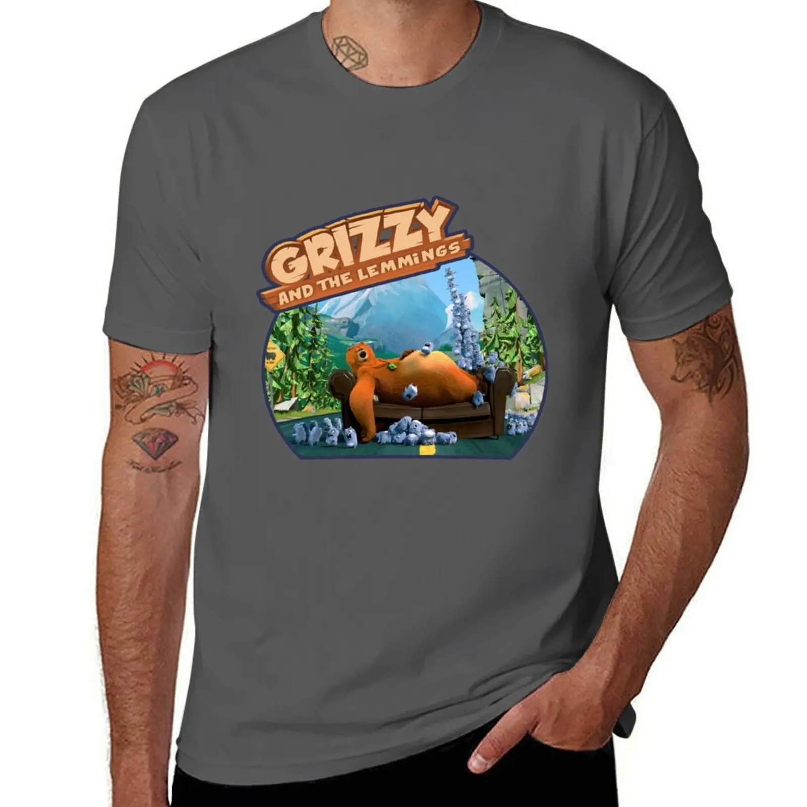 

grizzy and the lemmings T-Shirt printed t shirts for man anime t shirts oversize t shirts for man slim fit T-Shirt